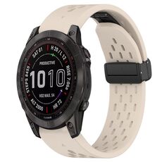 Per cinturino in silicone con foro per fibbia pieghevole Garmin Fenix 7S Sapphire Solar da 20 mm (colore Starlight)