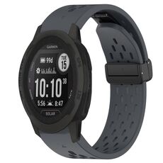 Per cinturino in silicone Garmin Instinct 2S da 20 mm con foro per fibbia pieghevole (grigio scuro)