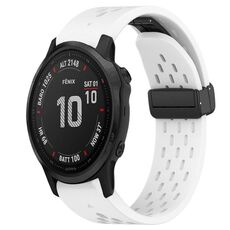 Per cinturino in silicone Garmin Fenix 6S con foro per fibbia pieghevole da 20 mm (bianco)