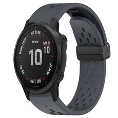 Per cinturino in silicone con foro per fibbia pieghevole Garmin Fenix 6S da 20 mm (grigio scuro)