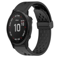 Per Garmin Fenix 6S cinturino in silicone con foro per fibbia pieghevole da 20 mm (nero)