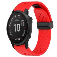 Per cinturino in silicone Garmin Fenix 6S con foro per fibbia pieghevole da 20 mm (rosso)