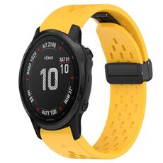 Per cinturino in silicone con foro per fibbia pieghevole Garmin Fenix 6S da 20 mm (giallo)