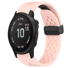 Per cinturino in silicone con foro per fibbia pieghevole Garmin Fenix 6S da 20 mm (rosa)