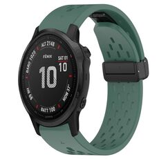 Per cinturino in silicone con foro per fibbia pieghevole Garmin Fenix 6S da 20 mm (verde scuro)
