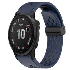 Per cinturino in silicone con foro per fibbia pieghevole Garmin Fenix 6S da 20 mm (blu notte)