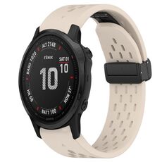 Per cinturino in silicone con foro per fibbia pieghevole Garmin Fenix 6S da 20 mm (colore Starlight)