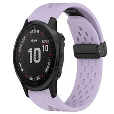 Per cinturino in silicone con foro per fibbia pieghevole Garmin Fenix 6S da 20 mm (viola)