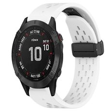 Per cinturino in silicone Garmin Fenix ​​6S Pro da 20 mm con foro per fibbia pieghevole (bianco)