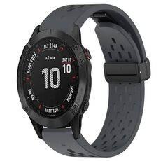 Per cinturino in silicone Garmin Fenix 6S Pro da 20 mm con foro per fibbia pieghevole (grigio scuro)
