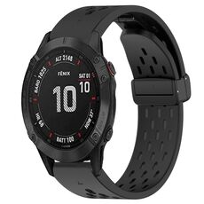 Per cinturino in silicone Garmin Fenix ​​6S Pro da 20 mm con foro per fibbia pieghevole (nero)