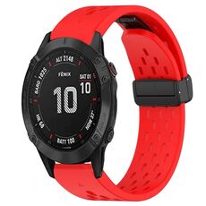 Per cinturino in silicone Garmin Fenix 6S Pro da 20 mm con foro per fibbia pieghevole (rosso)