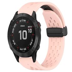 Per cinturino in silicone Garmin Fenix 6S Pro da 20 mm con foro per fibbia pieghevole (rosa)