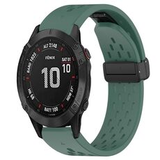 Per cinturino in silicone Garmin Fenix ​​6S Pro da 20 mm con foro per fibbia pieghevole (verde scuro)