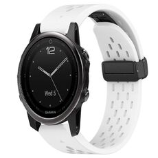 Per cinturino in silicone con foro per fibbia pieghevole Garmin Fenix 5S da 20 mm (bianco)