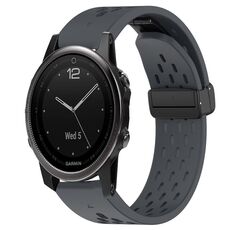 Per cinturino in silicone con foro per fibbia pieghevole Garmin Fenix 5S da 20 mm (grigio scuro)