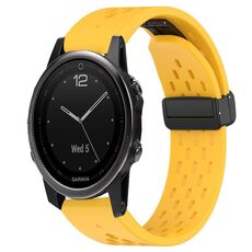 Per cinturino in silicone con foro per fibbia pieghevole Garmin Fenix 5S da 20 mm (giallo)