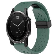 Per cinturino in silicone con foro per fibbia pieghevole Garmin Fenix 5S da 20 mm (verde scuro)