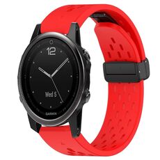 Per cinturino in silicone Garmin Fenix 5S Plus con foro per fibbia pieghevole da 20 mm (rosso)