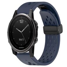 Per cinturino in silicone Garmin Fenix 5S Plus con foro per fibbia pieghevole da 20 mm (blu notte)