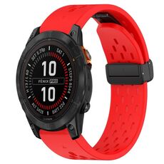 Per cinturino in silicone con foro per fibbia pieghevole Garmin Fenix 7 Pro 47mm 22mm (rosso)