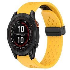 Per cinturino in silicone con foro per fibbia pieghevole Garmin Fenix 7 Pro 47mm 22mm (giallo)