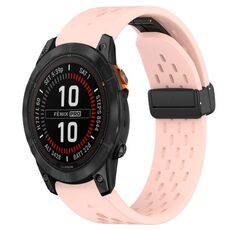 Per cinturino in silicone con foro per fibbia pieghevole Garmin Fenix 7 Pro 47mm 22mm (rosa)