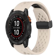 Per cinturino in silicone con foro per fibbia pieghevole Garmin Fenix 7 Pro 47mm 22mm (colore Starlight)
