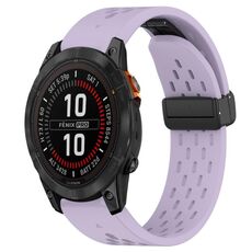 Per cinturino in silicone con foro per fibbia pieghevole Garmin Fenix 7 Pro 47mm 22mm (viola)