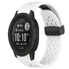 Per cinturino in silicone con foro per fibbia pieghevole Garmin Instinct 2 Solar da 22 mm (bianco)