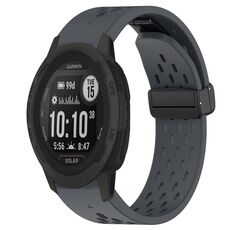 Per cinturino in silicone Garmin Instinct 2 Solar da 22 mm con foro per fibbia pieghevole (grigio scuro)
