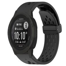 Per cinturino in silicone con foro per fibbia pieghevole Garmin Instinct 2 Solar da 22 mm (nero)