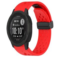 Per cinturino in silicone con foro per fibbia pieghevole Garmin Instinct 2 Solar da 22 mm (rosso)
