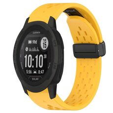 Per cinturino in silicone con foro per fibbia pieghevole Garmin Instinct 2 Solar da 22 mm (giallo)