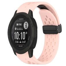 Per cinturino in silicone Garmin Instinct 2 Solar da 22 mm con foro per fibbia pieghevole (rosa)