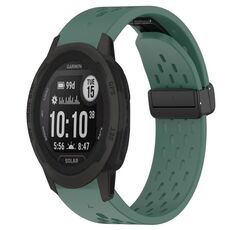 Per cinturino in silicone Garmin Instinct 2 Solar da 22 mm con foro per fibbia pieghevole (verde scuro)
