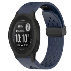 Per cinturino in silicone con foro per fibbia pieghevole Garmin Instinct 2 Solar da 22 mm (blu notte)