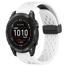 Per cinturino in silicone Garmin Epix Pro 47mm 22mm con foro fibbia pieghevole (bianco)