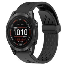 Per cinturino in silicone Garmin Epix Pro 47mm 22mm con foro fibbia pieghevole (nero)