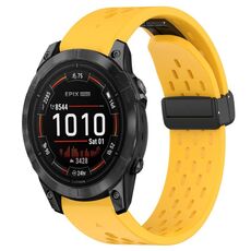Per cinturino in silicone con foro per fibbia pieghevole Garmin Epix Pro 47mm 22mm (giallo)