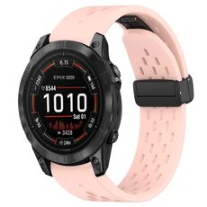 Per cinturino in silicone Garmin Epix Pro 47mm 22mm con foro fibbia pieghevole (rosa)