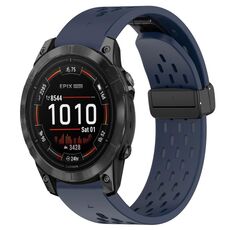 Per cinturino in silicone con foro per fibbia pieghevole Garmin Epix Pro 47mm 22mm (blu notte)