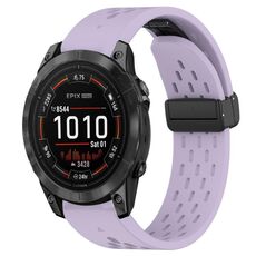 Per cinturino in silicone con foro per fibbia pieghevole Garmin Epix Pro 47mm 22mm (viola)