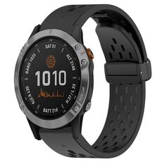 Per cinturino in silicone con foro per fibbia pieghevole Garmin Fenix 7 da 22 mm (nero)