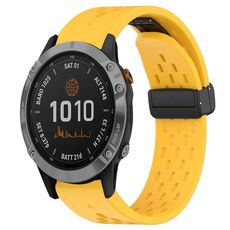 Per cinturino in silicone con foro per fibbia pieghevole Garmin Fenix 7 da 22 mm (giallo)