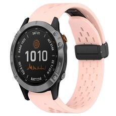 Per cinturino in silicone con foro per fibbia pieghevole Garmin Fenix 7 da 22 mm (rosa)