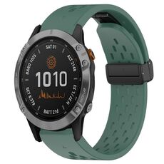 Per cinturino in silicone con foro per fibbia pieghevole Garmin Fenix 7 da 22 mm (verde scuro)