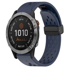 Per cinturino in silicone con foro per fibbia pieghevole Garmin Fenix 7 da 22 mm (blu notte)