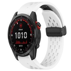 Per cinturino in silicone con foro per fibbia pieghevole Garmin Fenix 7 Solar da 22 mm (bianco)