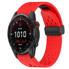 Per cinturino in silicone Garmin Fenix 7 Solar da 22 mm con foro per fibbia pieghevole (rosso)